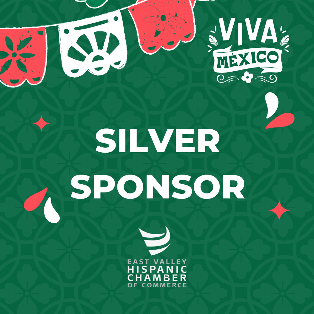 Silver Sponsor badge for El Grito 2026 Dia De Fiesta celebration by East Valley Hispanic Chamber of Commerce.